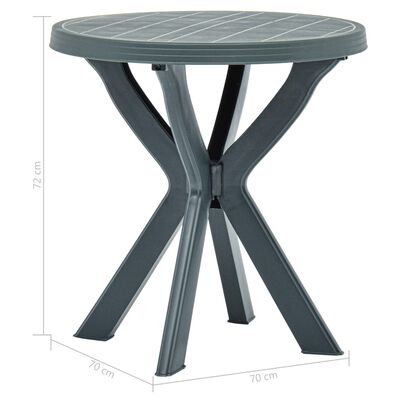 vidaXL Bistro Table Green Ø70 cm Plastic, green vidaXL Bistro Table Green Ø70 cm Plastic
