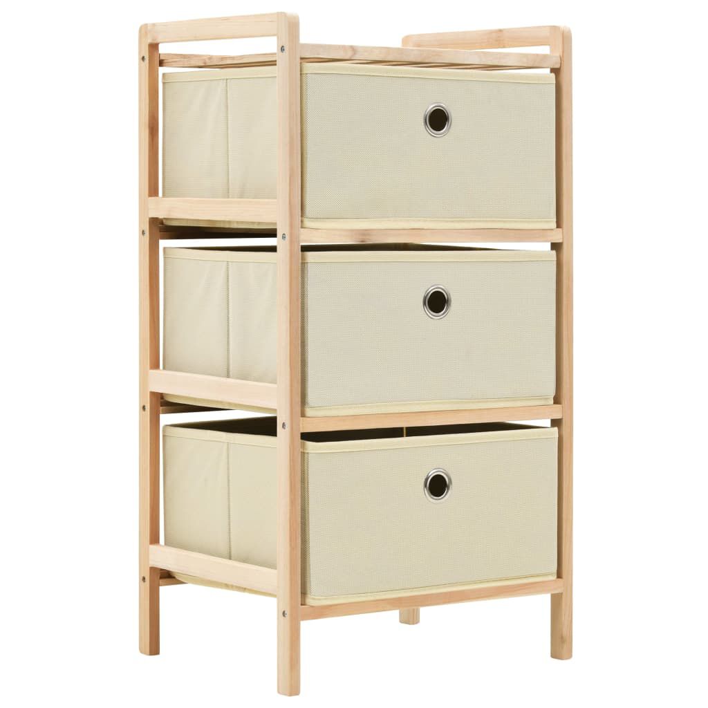vidaXL Storage Rack with 3 Nonwoven Baskets Cedar Wood Beige