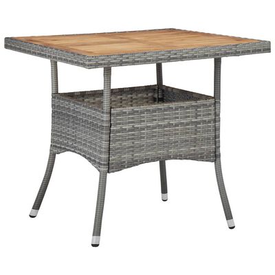vidaXL Outdoor Dining Table Grey Poly Rattan and Solid Acacia Wood, grey vidaXL Outdoor Dining Table Grey Poly Rattan and Solid Acacia Wood