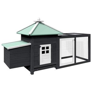 vidaXL Chicken Coop with Nest Box Grey 190x72x102 cm Solid Firwood