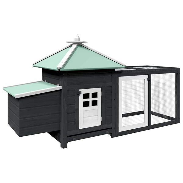 vidaXL Chicken Coop with Nest Box Grey 190x72x102 cm Solid Firwood
