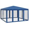 vidaXL Party Tent with 8 Mesh Sidewalls Blue 4x4 m HDPE