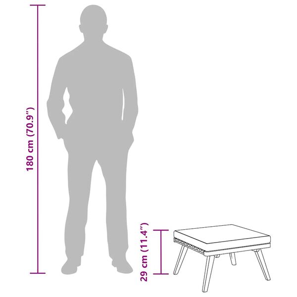 vidaXL Garden Footstool with Cushion 60x60x29 cm Solid Acacia Wood