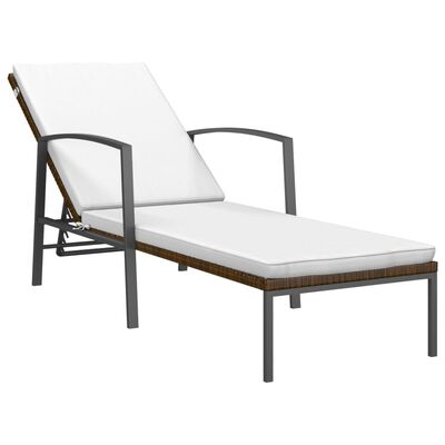 vidaXL Sun Loungers 2 pcs with Table Poly Rattan Brown, brown vidaXL Sun Loungers 2 pcs with Table Poly Rattan Brown