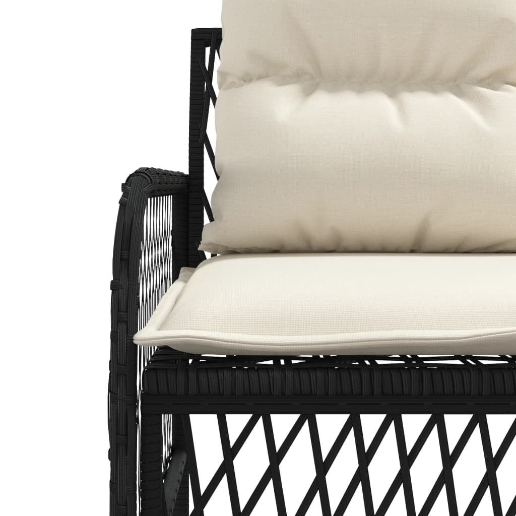 vidaXL 2 Piece Garden Sofa Set with Cushions Black Poly Rattan