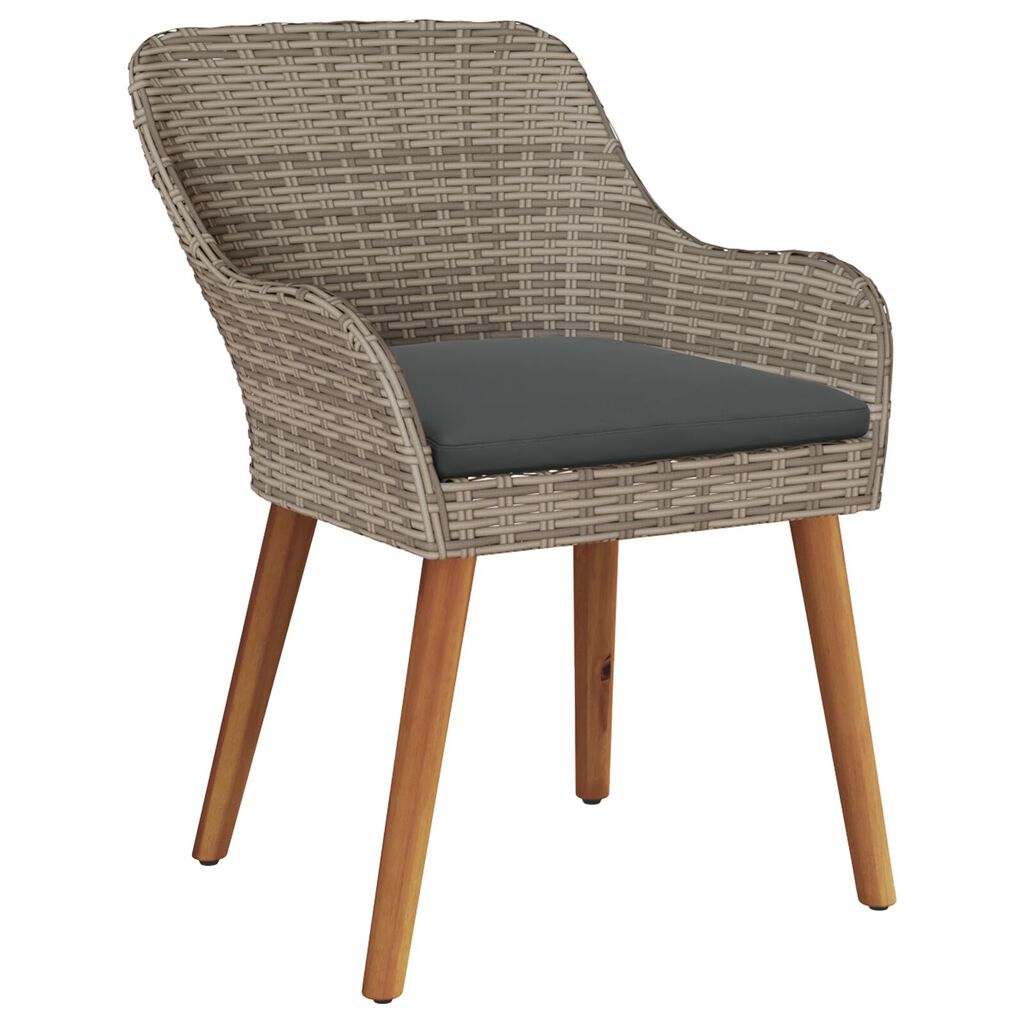 vidaXL Outdoor Chairs with Cushions 2 pcs Poly Rattan Black