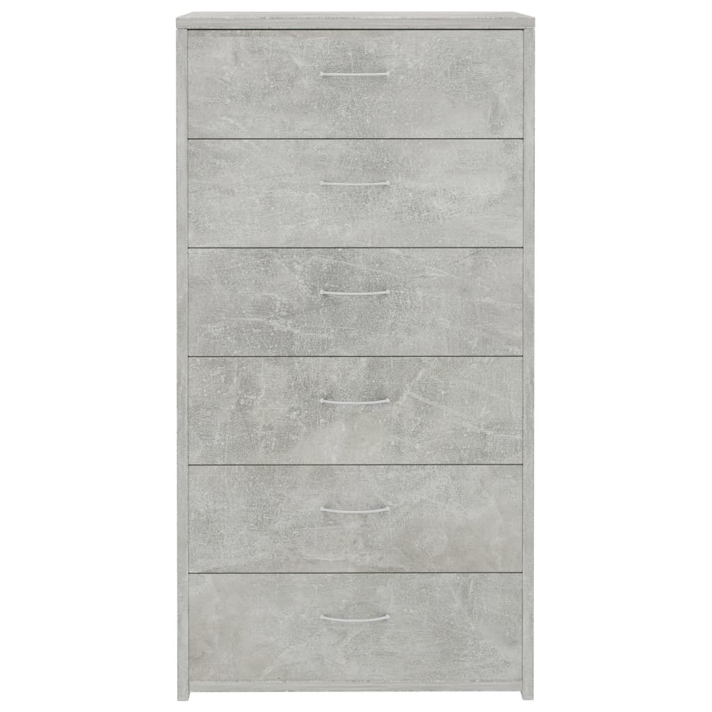 vidaXL Sideboard with 6 Drawers Concrete Grey 50x34x96 cm Engineered Wood