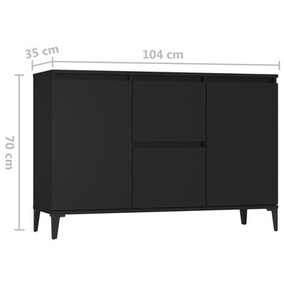 vidaXL Sideboard Black 102x35x70 cm Engineered Wood, black vidaXL Sideboard Black 102x35x70 cm Engineered Wood