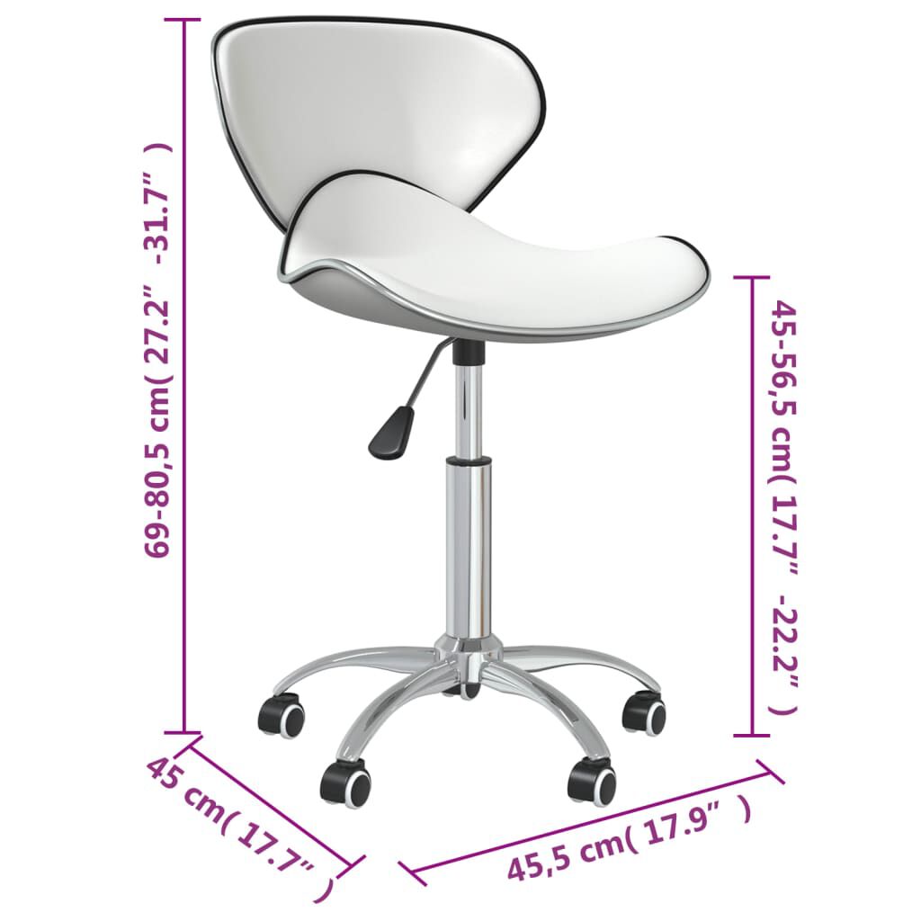 vidaXL Swivel Dining Chairs 2 pcs White Faux Leather