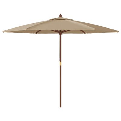 vidaXL Garden Parasol with Wooden Pole Taupe 299x240 cm, taupe vidaXL Garden Parasol with Wooden Pole Taupe 299x240 cm