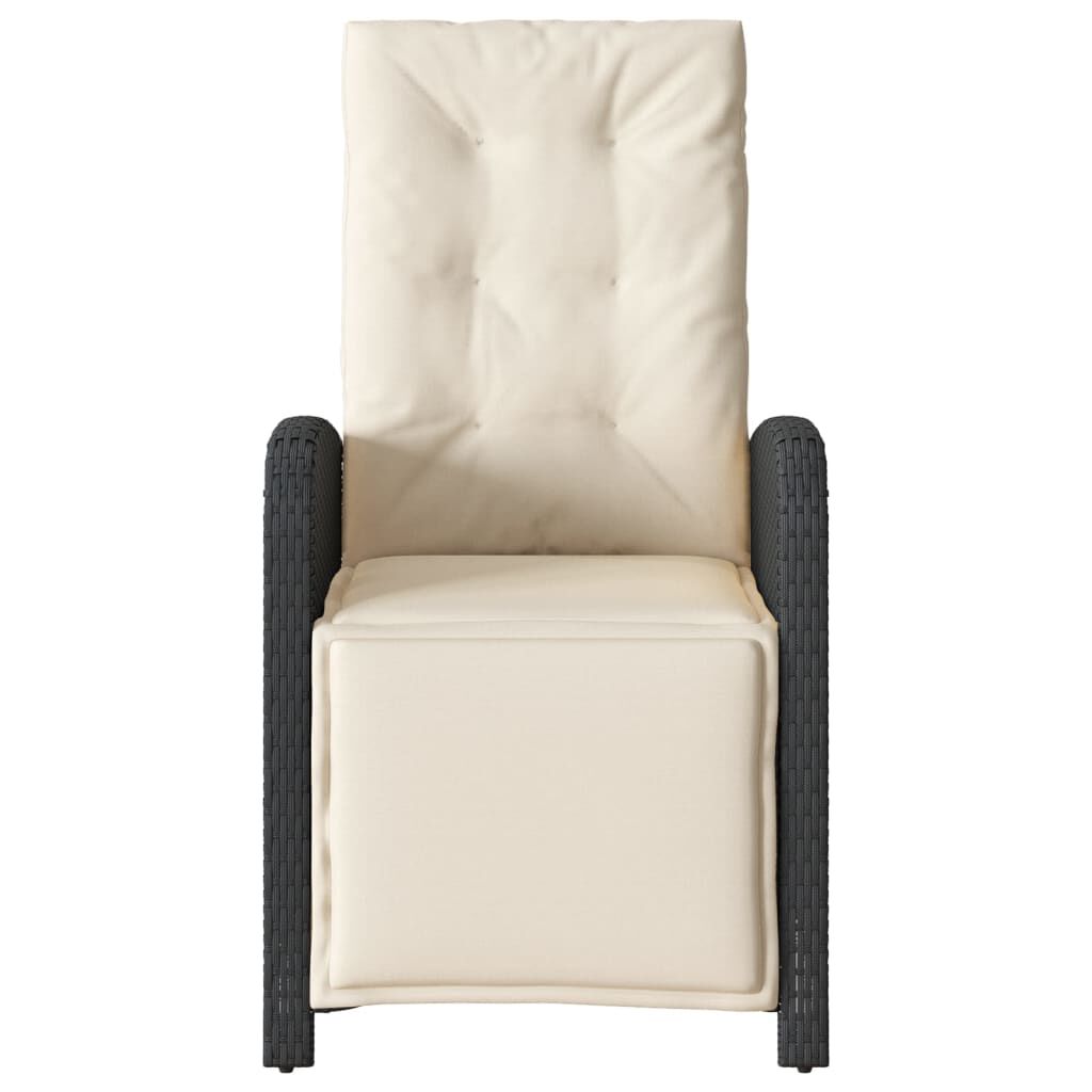 vidaXL Reclining Garden Chairs 2 pcs with Footrest Black Poly Rattan