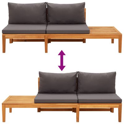 vidaXL 3 Piece Garden Lounge Set with Dark Grey Cushions Acacia Wood, dark grey vidaXL 3 Piece Garden Lounge Set with Dark Grey Cushions Acacia Wood