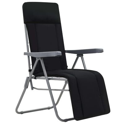 vidaXL Folding Garden Chairs with Cushions 2 pcs Black, black vidaXL Folding Garden Chairs with Cushions 2 pcs Black