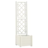 vidaXL Garden Planter with Trellis 43x43x142 cm PP White, white vidaXL Garden Planter with Trellis 43x43x142 cm PP White