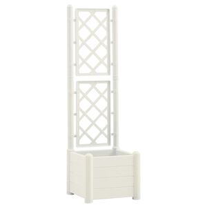 vidaXL Garden Planter with Trellis 43x43x142 cm PP White