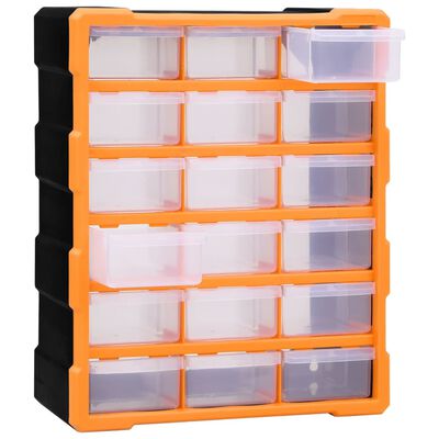 vidaXL Multi-drawer Organiser with 18 Middle Drawers 38x16x47 cm, orange and black vidaXL Multi-drawer Organiser with 18 Middle Drawers 38x16x47 cm