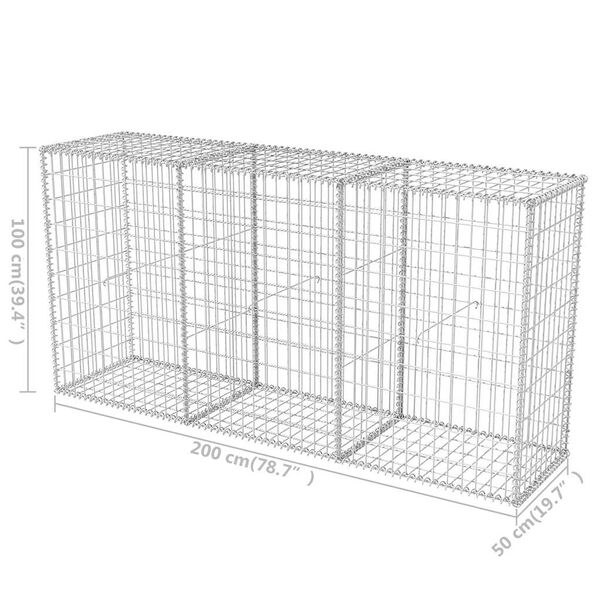 vidaXL Gabion Basket Galvanised Steel 200x50x100 cm