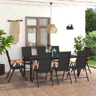 vidaXL 9 Piece Garden Dining Set Black and Brown,  vidaXL 9 Piece Garden Dining Set Black and Brown