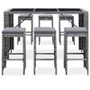 vidaXL 7 Piece Garden Bar Set with Cushions Poly Rattan Grey