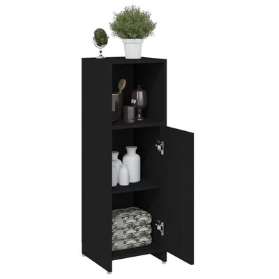 vidaXL Bathroom Cabinet Black 30x30x95 cm Engineered Wood, black vidaXL Bathroom Cabinet Black 30x30x95 cm Engineered Wood