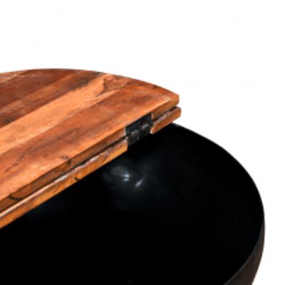 vidaXL 2 Piece Coffee Table Set Black Solid Wood Reclaimed