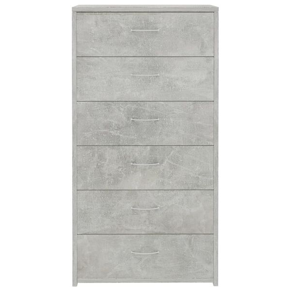 vidaXL Sideboard with 6 Drawers Concrete Grey 50x34x96 cm Engineered Wood
