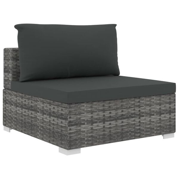 vidaXL 9 Piece Garden Lounge Set with Cushions Poly Rattan Grey