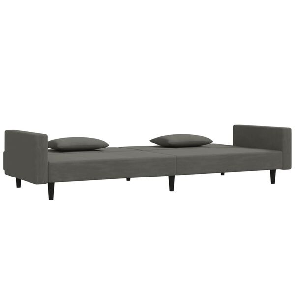 vidaXL 2-Seater Sofa Bed with Two Pillows Dark Grey Velvet