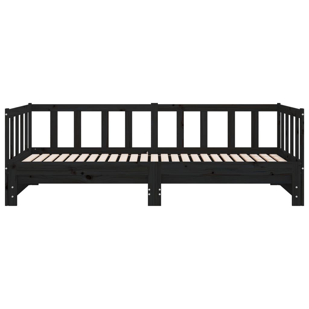 vidaXL Pull-out Day Bed without Mattress Black 2x(90x200)cm