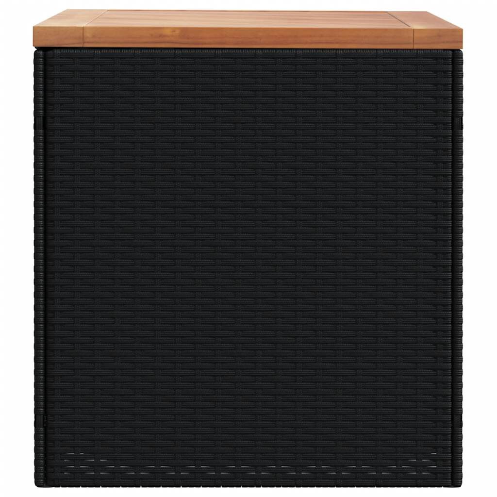 vidaXL Garden Storage Box Black 110x50x54 cm Poly Rattan Acacia Wood