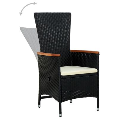 vidaXL 5 Piece Garden Dining Set with Cushions Black, black and brown vidaXL 5 Piece Garden Dining Set with Cushions Black