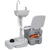 vidaXL Portable Camping Toilet and Handwash Stand Set Grey
