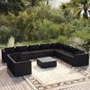 vidaXL 11 Piece Garden Lounge Set with Cushions Black Poly Rattan