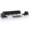 vidaXL 7 Piece Garden Lounge Set with Cushions Poly Rattan Dark Grey