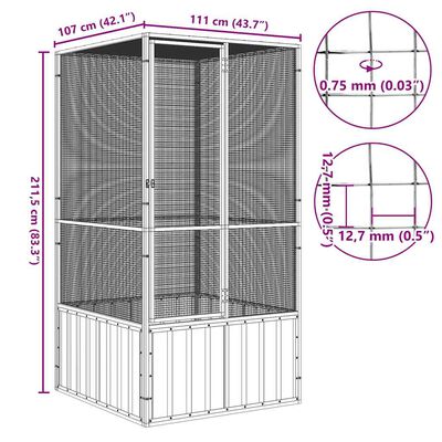 vidaXL Bird Cage Anthracite 111x107x211.5 cm Galvanised Steel, anthracite vidaXL Bird Cage Anthracite 111x107x211.5 cm Galvanised Steel