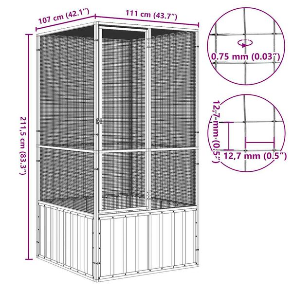 vidaXL Bird Cage Anthracite 111x107x211.5 cm Galvanised Steel