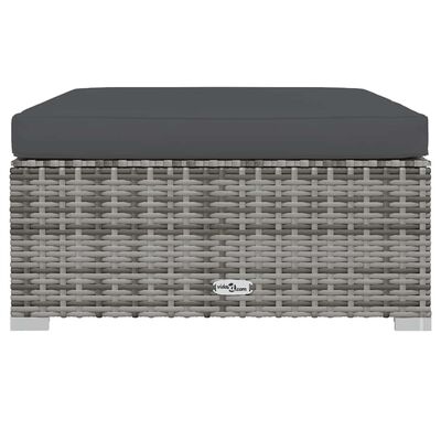 vidaXL Garden Footrest with Cushion Grey 70x70x30 cm Poly Rattan, grey and anthracite vidaXL Garden Footrest with Cushion Grey 70x70x30 cm Poly Rattan