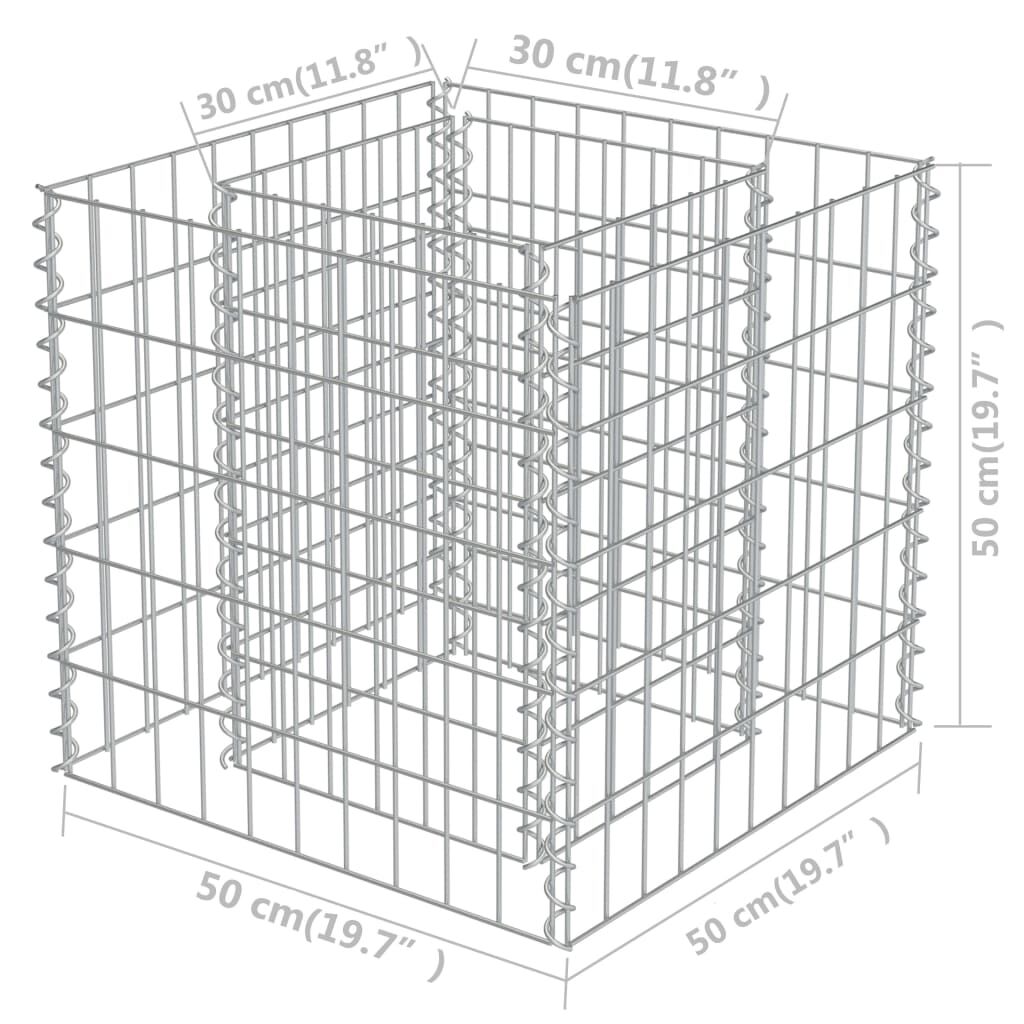 vidaXL Gabion Raised Bed Galvanised Steel 50x50x50 cm