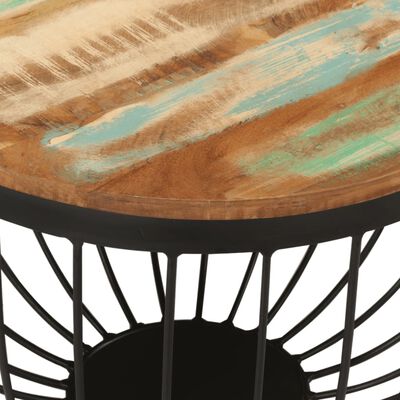 vidaXL Coffee Table Ø50x35 cm Solid Wood Reclaimed and Steel,  vidaXL Coffee Table Ø50x35 cm Solid Wood Reclaimed and Steel