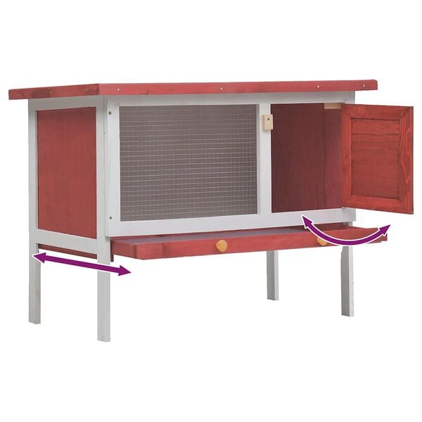 vidaXL Outdoor Rabbit Hutch 1 Layer Red Wood