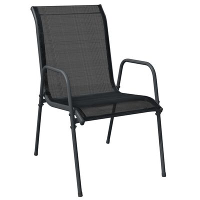 vidaXL Garden Chairs 2 pcs Steel and Textilene Black,  vidaXL Garden Chairs 2 pcs Steel and Textilene Black