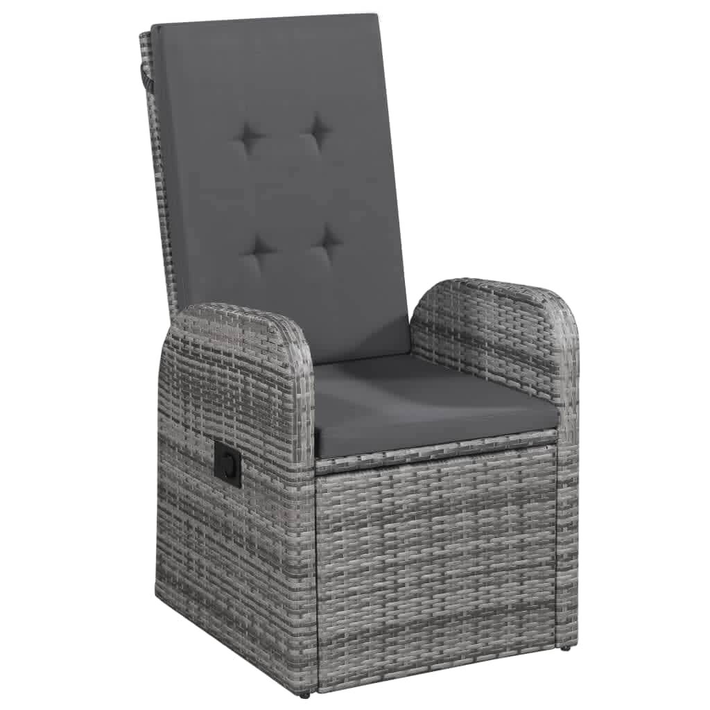 vidaXL 9 Piece Garden Dining Set with Cushions Grey