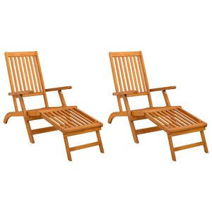 vidaXL Outdoor Deck Chairs with Footrests 2 pcs Solid Wood Acacia