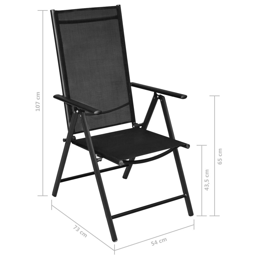 vidaXL 5 Piece Garden Dining Set Aluminium Silver and Black