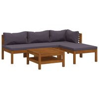 vidaXL 5 Piece Garden Lounge Set with Cushion Solid Acacia Wood