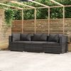 vidaXL 3-Seater Sofa with Cushions Grey Poly Rattan