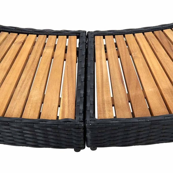 vidaXL Spa Surround Black Poly Rattan and Acacia Wood