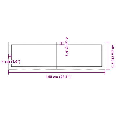 vidaXL Bathroom Countertop Light Brown 140x40x(2-4)cm Treated Solid Wood