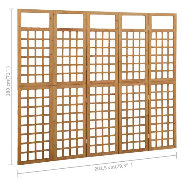 vidaXL 5-Panel Room Divider/Trellis Solid Fir Wood 201.5x180 cm