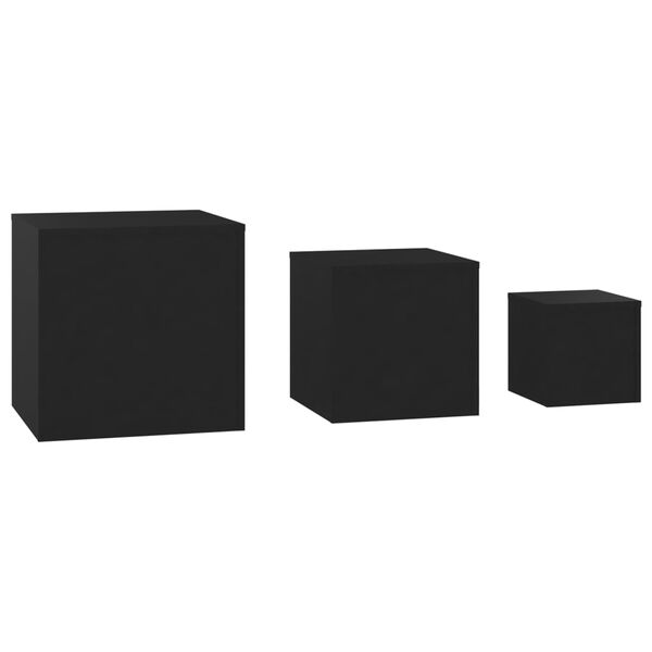 vidaXL Side Tables 3 pcs Black Engineered Wood